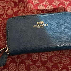 Coach Teal Leather Zip Wallet